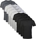 Gildan Crew T-Shirts pour homme, Multipack, Style G1100, Noir/Sport Gris/Charbon (10-Pack), grand