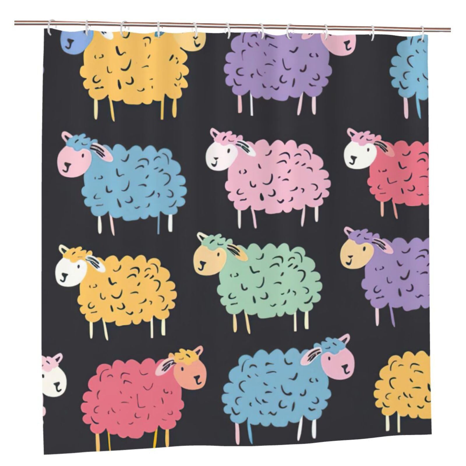 Rideau de douche imperméable à motif mouton et œillets antirouille