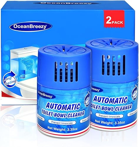 Limpiadores de inodoro 2 botellas  Tabletas limpiadoras automáticas de inodoro azul de larga duración, tabletas de inodoro seguras para sépticas en