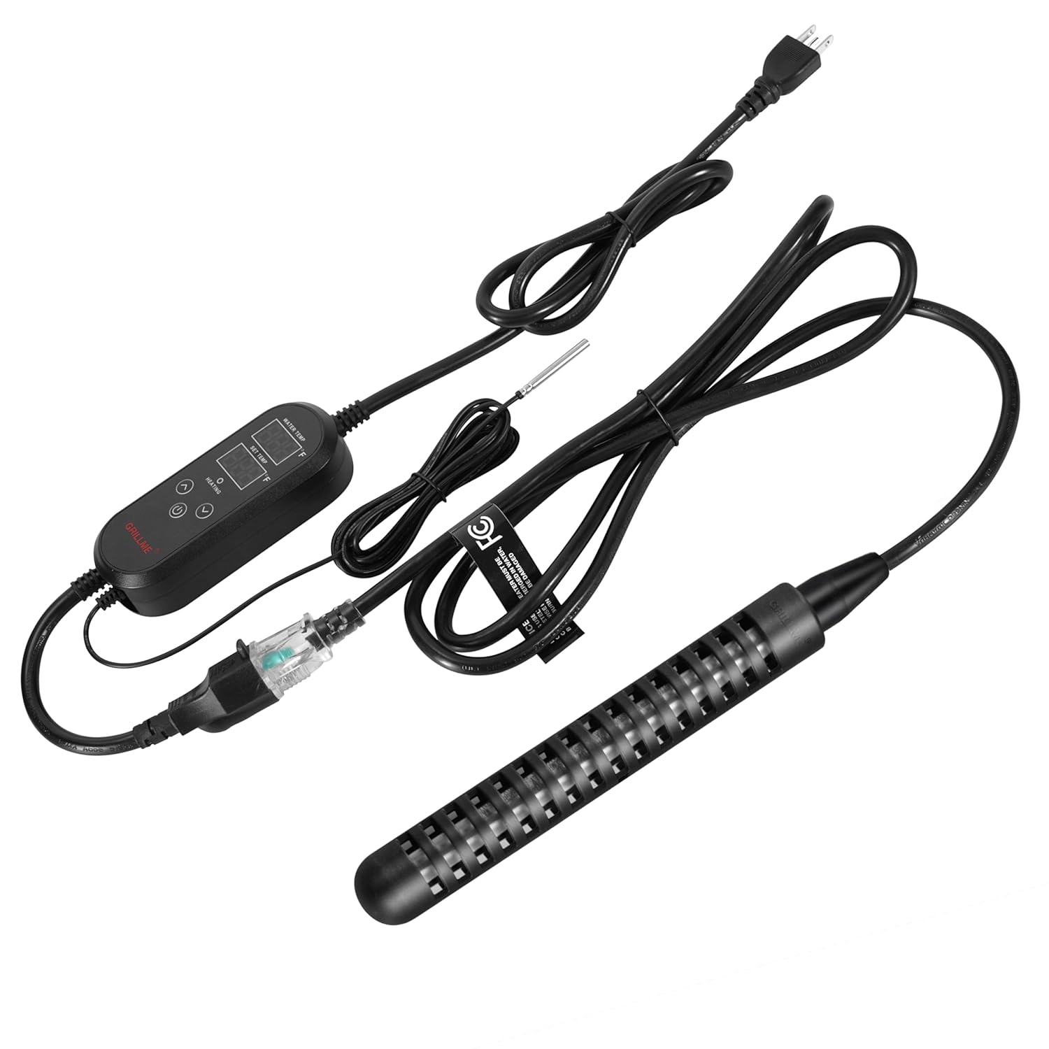 GRILLME 1500W Immersion Water Heater with Temp Controller - 316L Stainless Steel, Fully Submersible for 5 Gallon Buckets