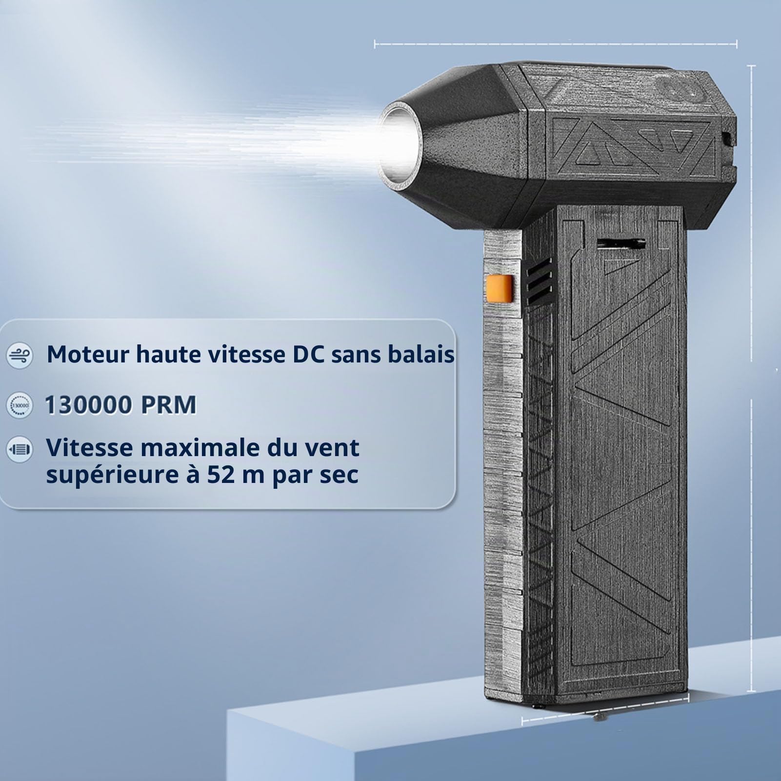 Asixxsix Jet Dry Mini Souffleur, 130 000 TR/Min, Portable, Puissant, Mini Souffleur à Air alimenté par Turbo pour Voiture, Nettoyage, Camping, Extérieur