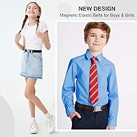 Vista 2 de JASGOOD Cinturón magnético ajustable para niños y niñas, cinturón elástico con hebilla magnética fácil para niñas de regreso a la escuela