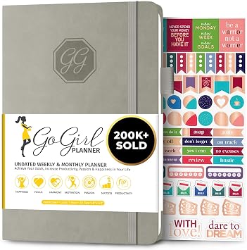 GoGirl Planner and Organizer for Women A5 Size Weekly Planner, Goals Journal & Agenda to Improve Time Management, Productivity & Live Happier. Undated Start Anytime, Lasts 1 Year Gray