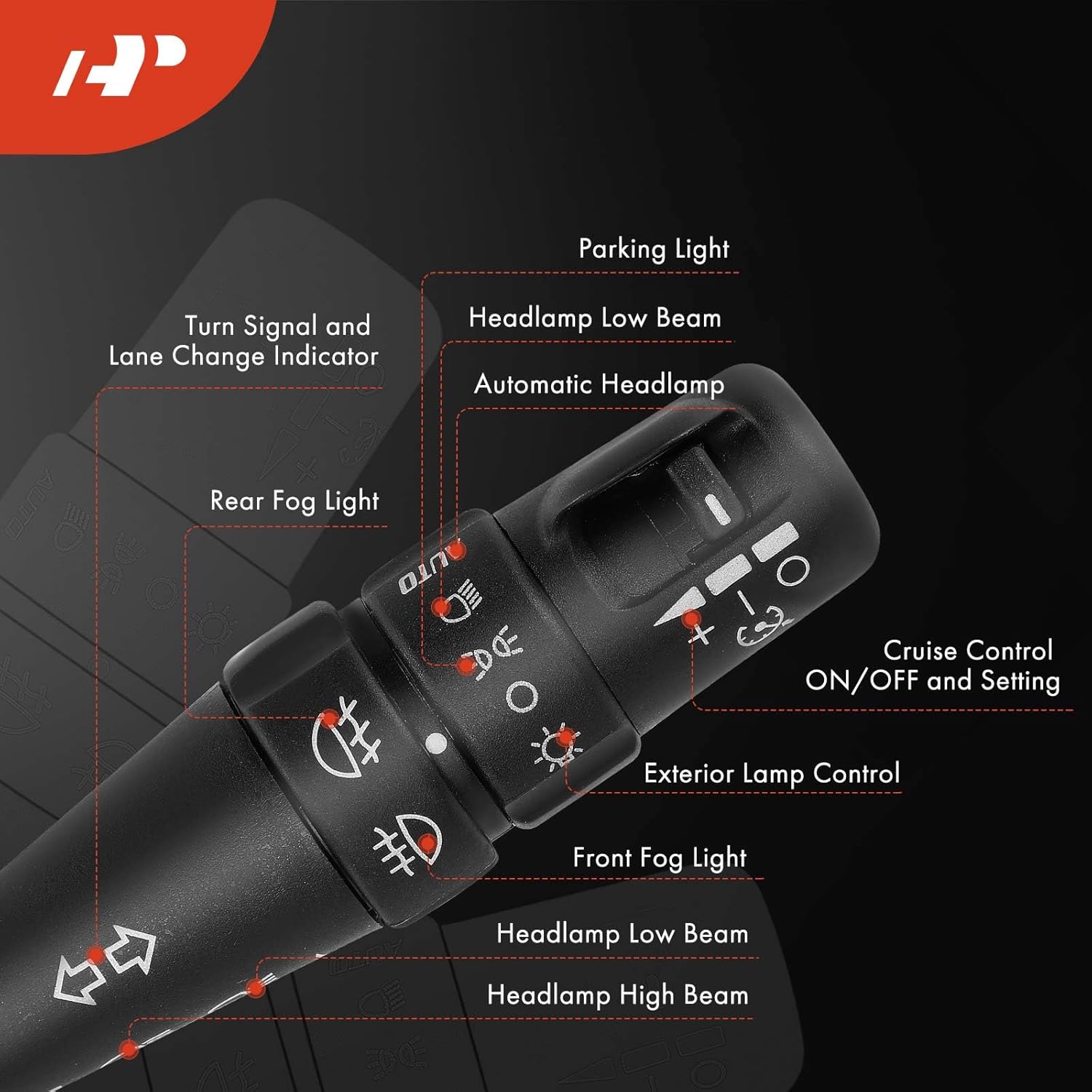 A-Premium Multifunction Switch Turn Signal Switch Headlamp Beam Front/Rear Fog Light Cruise Control Switch Compatible with Cadillac CTS 2005-2007, SRX 2004-2006, Replace # 25743473