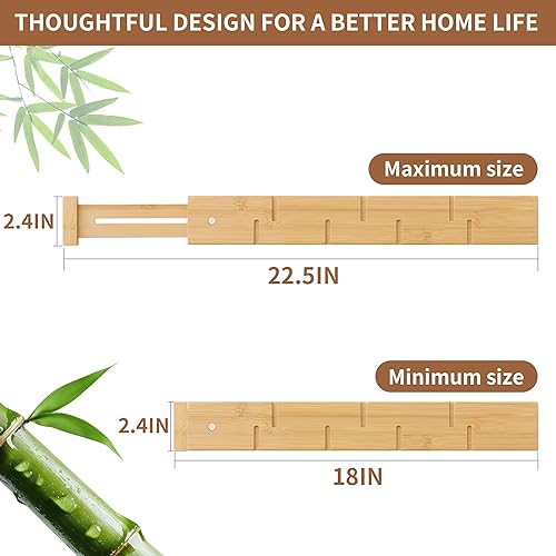 Miniatura 7 de Separadores de cajones de bambú con insertos, organizador de cajones de cocina, ajustable, expandible, paquete de 8 organizadores para cocina,