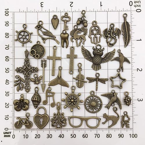 Miniatura 7 de 100 dijes de aleación mixta con anillos abiertos para manualidades, collares, pulseras, aretes, joyería