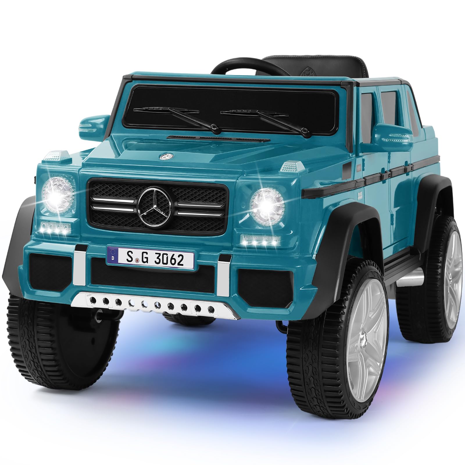 JOYLDIAS Kids Ride On Cars, Licensed Mercedes-Benz Maybach G650S, 12V7A Battery Powered Toy Electric Car for Kids w/2.4G Remote Control, 2 Motors, 3 Speeds, Music, Horn, LED Lights, Peacock Blue