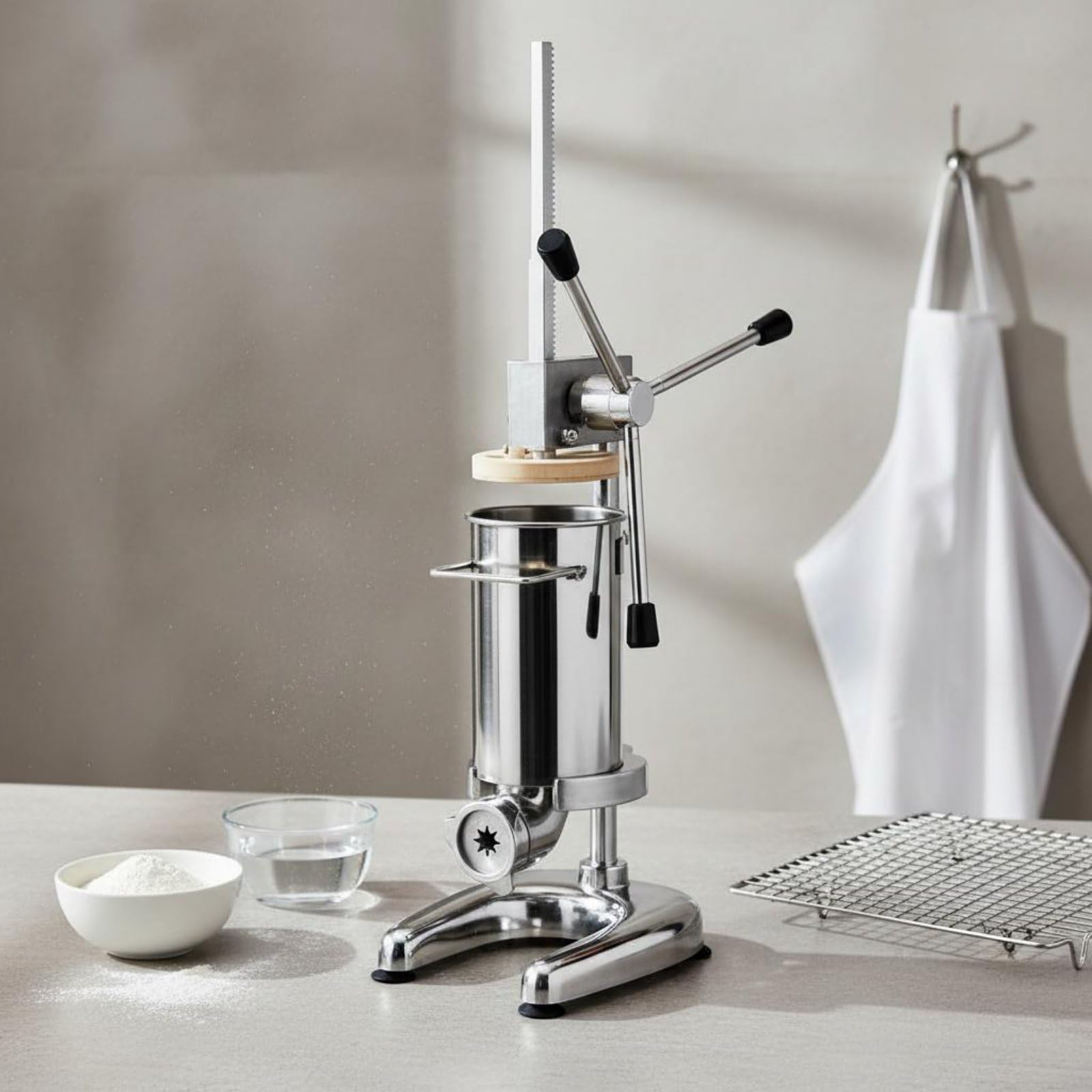 TISHITA de Manual Churro Maker Máquina para Churros Dispensador de Herramienta Profesional de Acero Inoxidable con Formas Intercambiables Adecuada para, 3L