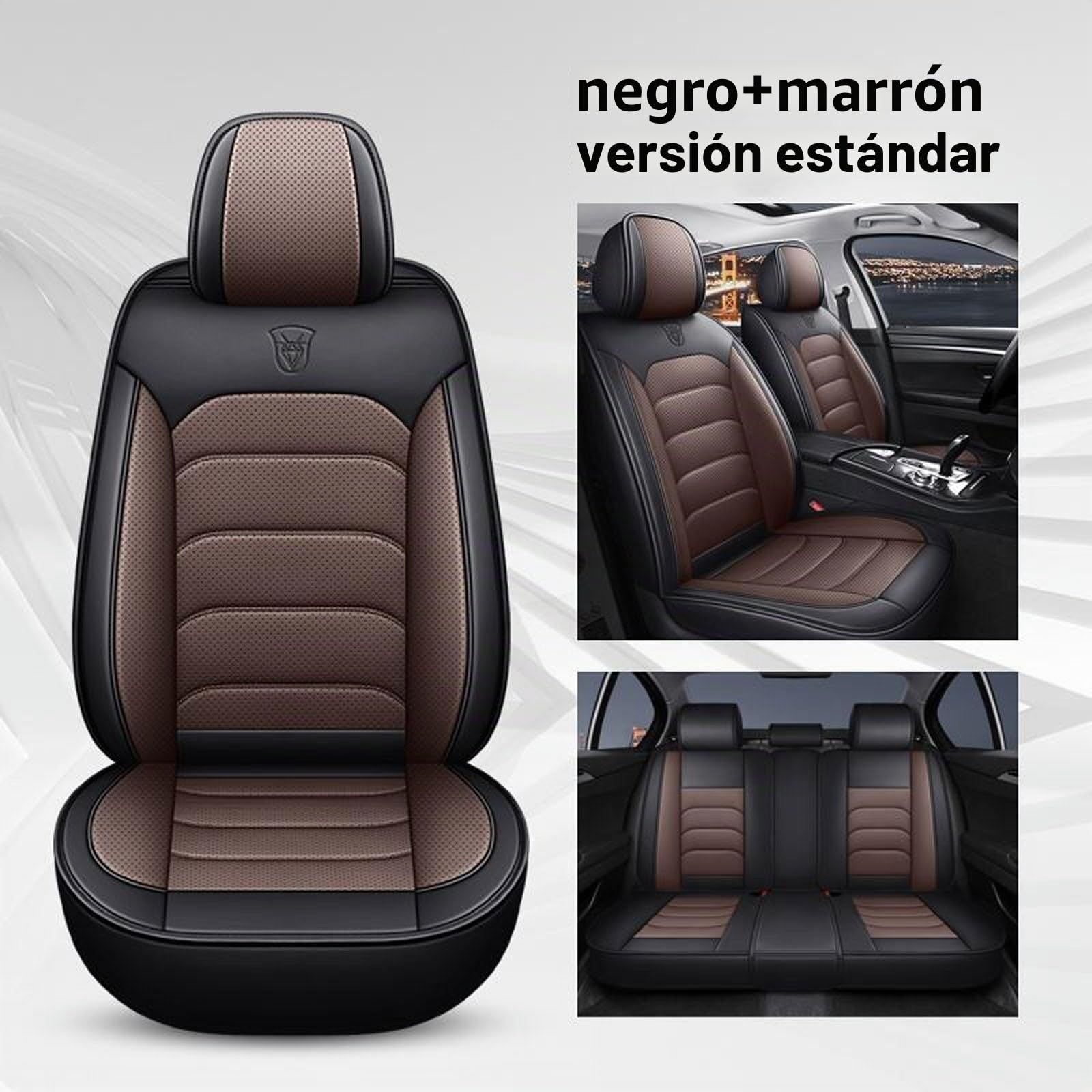 Funda Asiento Coche para Peugeot 5008 Juego Completo de Fundas Cuero Protectores Asiento Coche Delanteros y Traseros