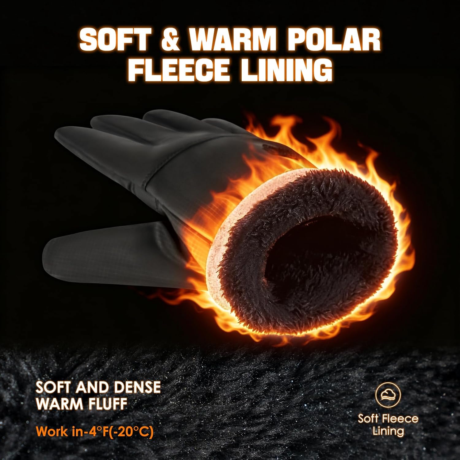 Winter Waterproof Gloves for Men，Windproof Gloves for Cycling
