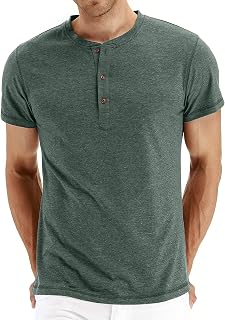 Sailwind Men's Henley Short Sleeve T-Shirt - Slim Fit 95% Cotton Casual Summer Shirt