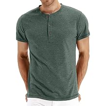 Mens Henley Short Sleeve T-Shirt Cotton Casual Shirt