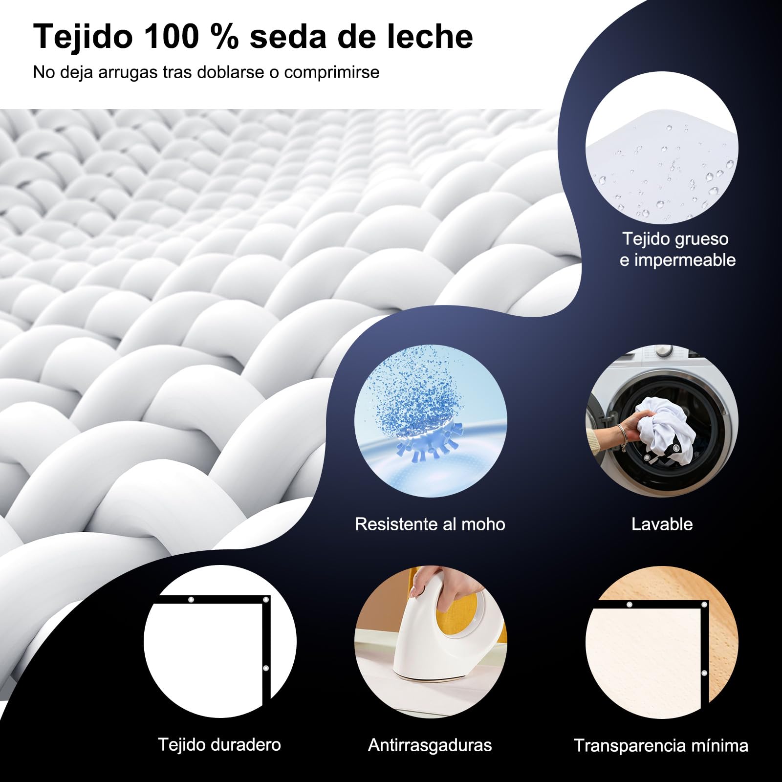 HOPFROG 100 Pulgadas Pantalla Proyector Portátil, Tela de Seda de Leche Lavable y Antiarrugas, 16:9 4K HD Doble Cara Plegable para Camping Exterior y Cine en Casa, Fácil Instalación con Ganchos
