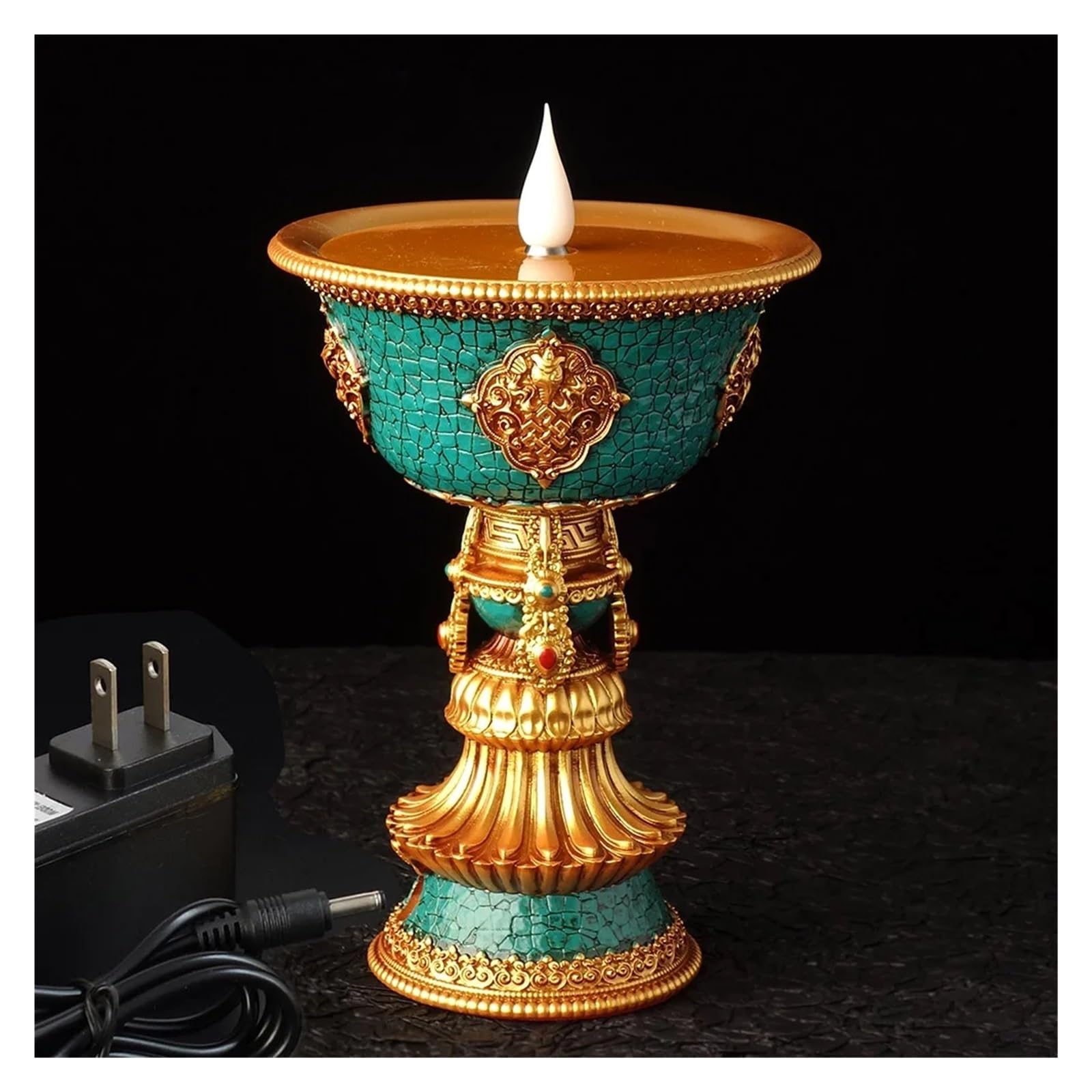 HTTGDGDH Tibetan Rechargeable Candle Holder Home Decoration Led Electronic Candlestick Vintage Decor Buddhist Lamp,