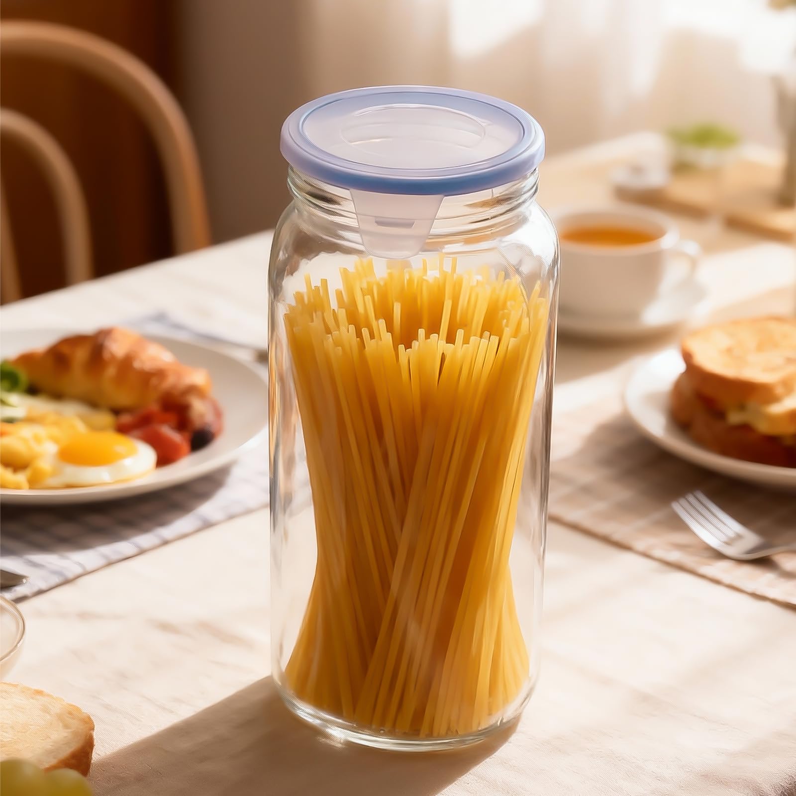 2 contenitori ermetici in vetro da 2 l, adatti per noci, caramelle, tè e spezie
