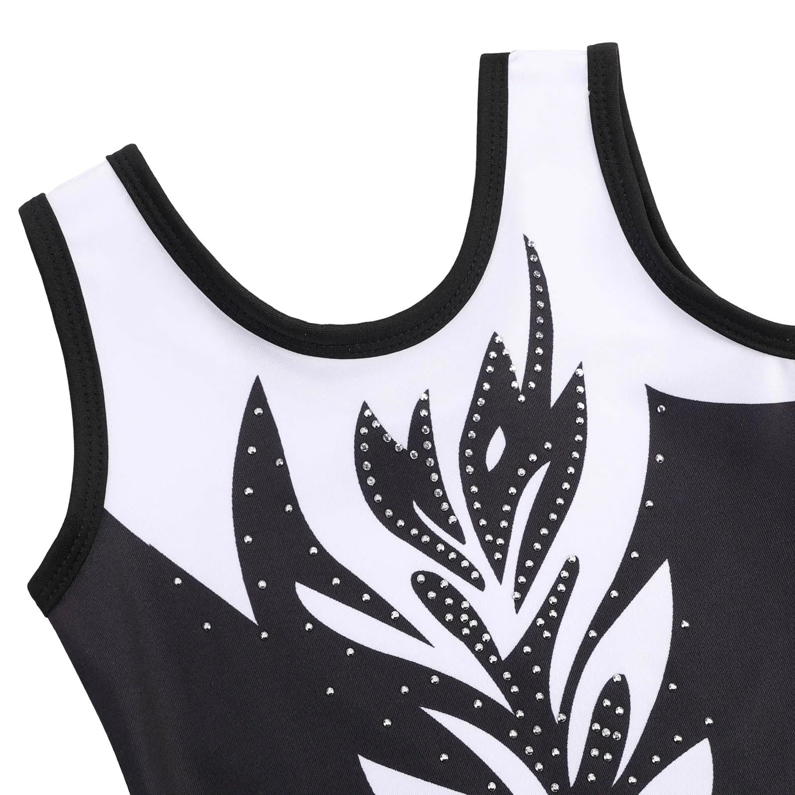 Mädchen Turnanzug Gymnastikanzug for Mädchen Ärmelloser Body Schwarz Performance Kleidung Diamant Praxis Outfit Ballettanzug(Color1,6A)