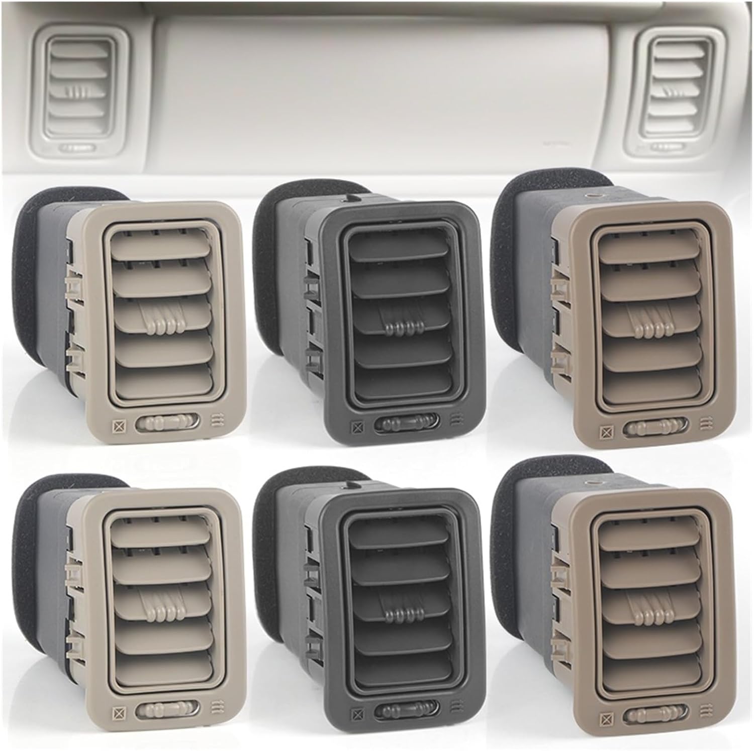 Front Right Passenger Side Dashboard A/C Heater Air Vent Outlet Air Vents Fit For Chevy Silverado Fit For Sierra 1500 2000-2006 15176085(2x Beige)