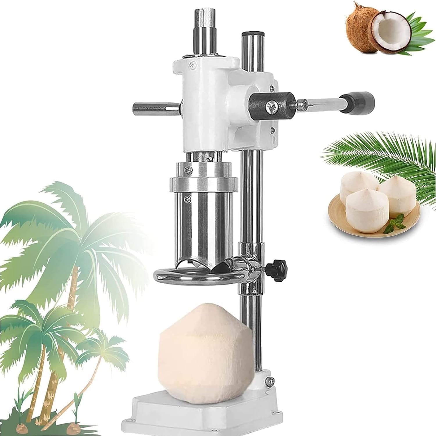 Vertical Coconut Opener, Manual Stainless Steel Coconut Opener, Coconut Opening Tool, Drilling Tool Manual Coconut Opener for Stores and Fruit Markets, gaoyun-1001