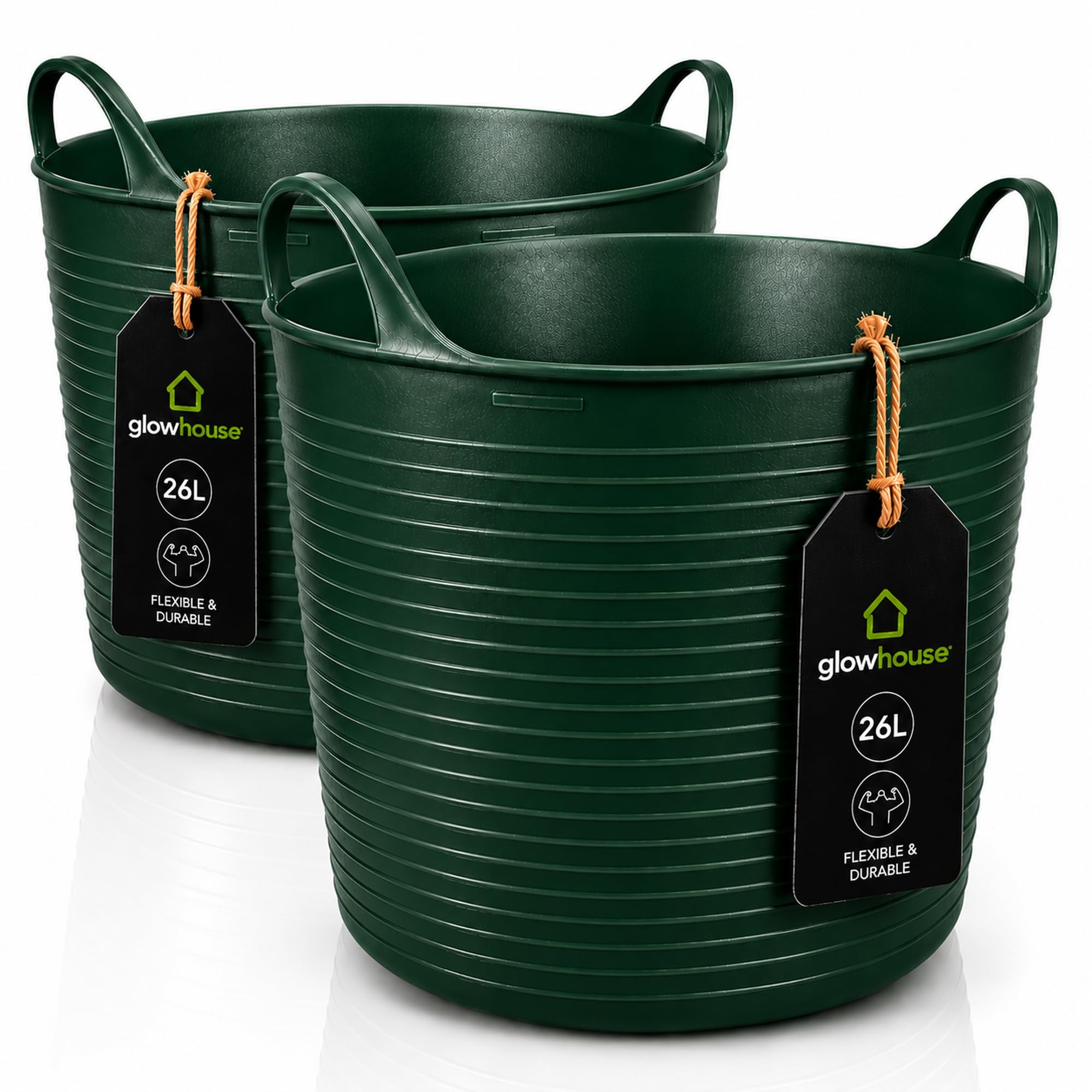 Flexi Builders Bucket (Green, 26 Litres Pack of 2)