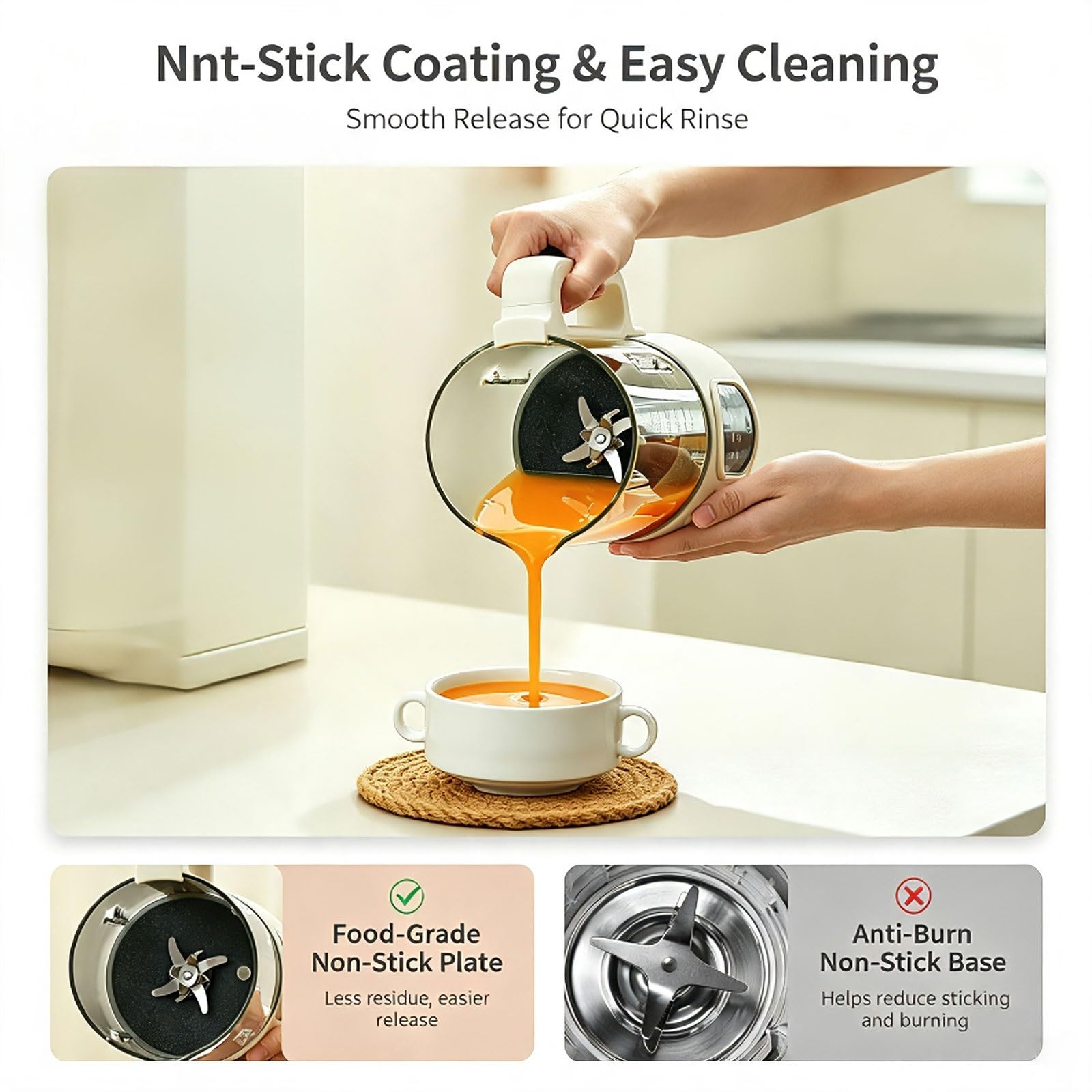 Macchina for il latte di noci Macchina for il latte di soia silenziosa da 49 dB, macchina for il latte a base vegetale da 1,5 litri | 9 programmi intelligenti, timer 24 ore, mantenimento in caldo e autopulizia for mandorle, avena, latte vegano