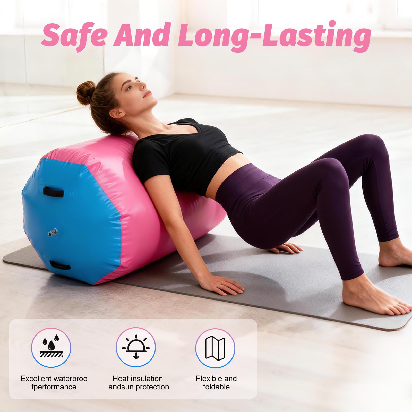 Air Roll, 90 * 70 cm Rullo ad Aria Gonfiabile Rotondo, Air Roll Gonfiabile con Pompa