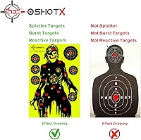Vista 5 de Disparo de objetivos de disparo – Papel de silueta autoadhesivo reactivo de 12 x 18 pulgadas para rango – Ve fácilmente disparos estallar puntos