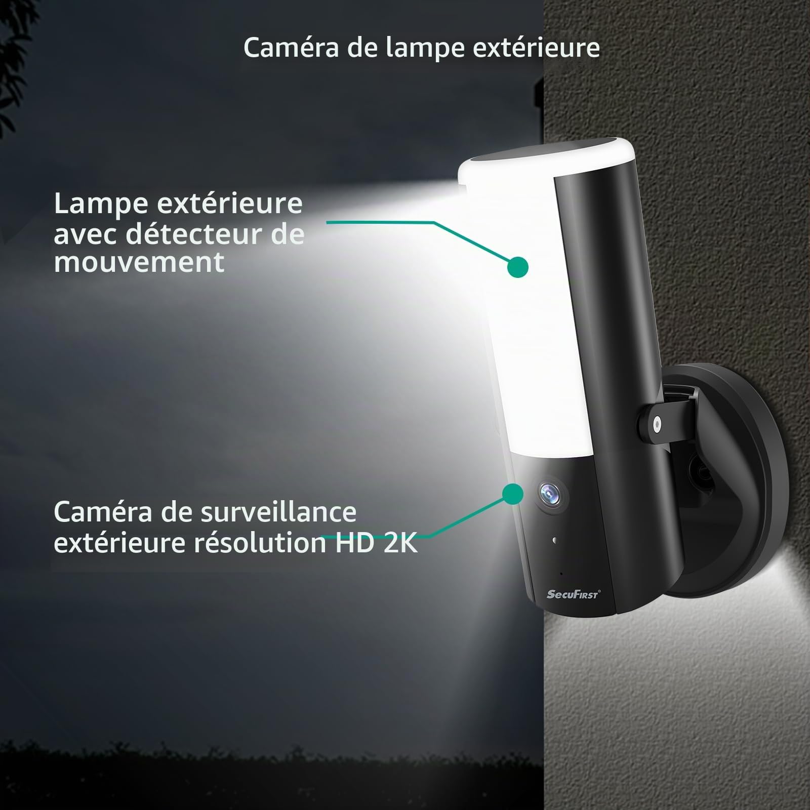 SecuFirst Caméra de Surveillance Extérieure avec LED