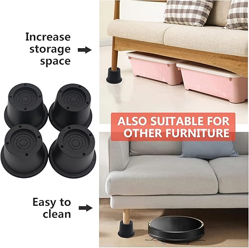 Miniatura 3 de Paquete de 6 elevadores de muebles de 2 pulgadas, elevadores de cama negros para sofá, escritorio, elevadores de marco de cama resistentes,