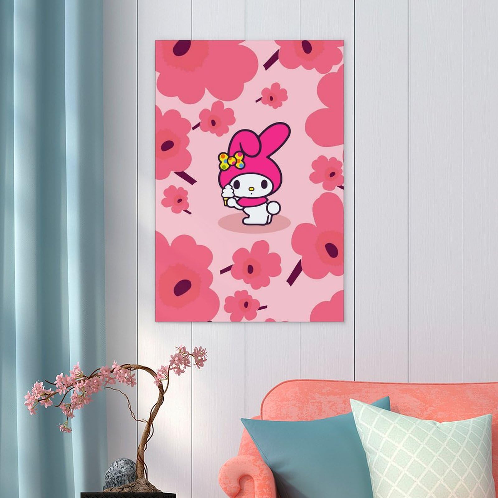 Amazon.co.jp: マイメロディ 花柄 ピンク ポスター 絵画 インテリア