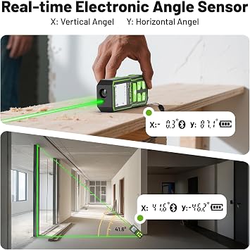 Huepar 395FT Bluetooth Green Laser Measuring Tool S120-G-BT | with 60 Tripod, APP Control, 1/16in Accuracy Laser Distance Measurement Tool, Digital Laser Room Measuring Device