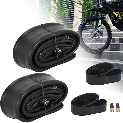 RUTU Inner Tube 2 Pack for Sur Ron,70/100-19 2.25/2.50-19 Electric Dirt Bike Tubes Heavy Duty 2 mm Reinforced Thickness with Rim Strip Copper Dust Caps for Surron Light Bee Talaria