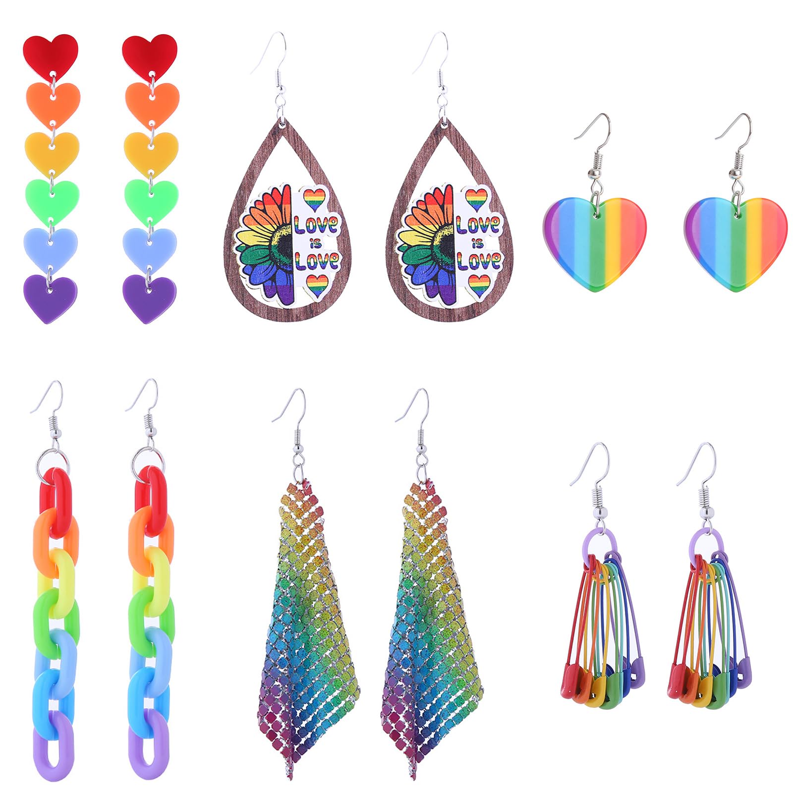 6Paia Orecchini Arcobaleno Orgoglio Pendenti Orecchini LGBT Pride Arcobaleno Orecchini Arcobaleno Pride Set Orecchini Lesbiche Gay LGBTQ Accessori Gioielli Regali LGBTQ