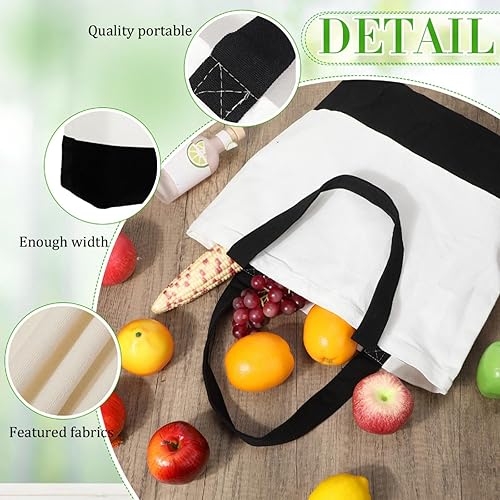 Miniatura 4 de Sanwuta Bolsas Tote de Lona al Por Mayor con Bolsa Cosmética con Cremallera de 18.5" Bolsa de Compras de Algodón Reutilizable con Asa para