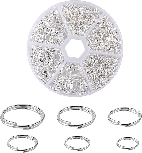 Miniatura 2 de WLLHYF 690 piezas de anillo de salto mini anillos redondos de metal, conectores de doble bucle, llavero pequeño, accesorios de manualidades para