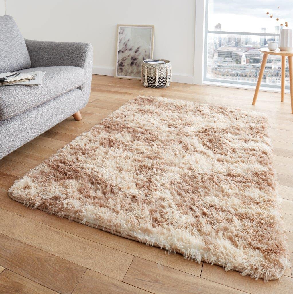 LIZZIE JACOBS Alfombras súper suaves con diseño de mármol para sala de estar, dormitorio, pasillo, oficina, pelo largo y grueso, antideslizante, alfombras de lujo acogedoras (natural, 160 x 230 cm)