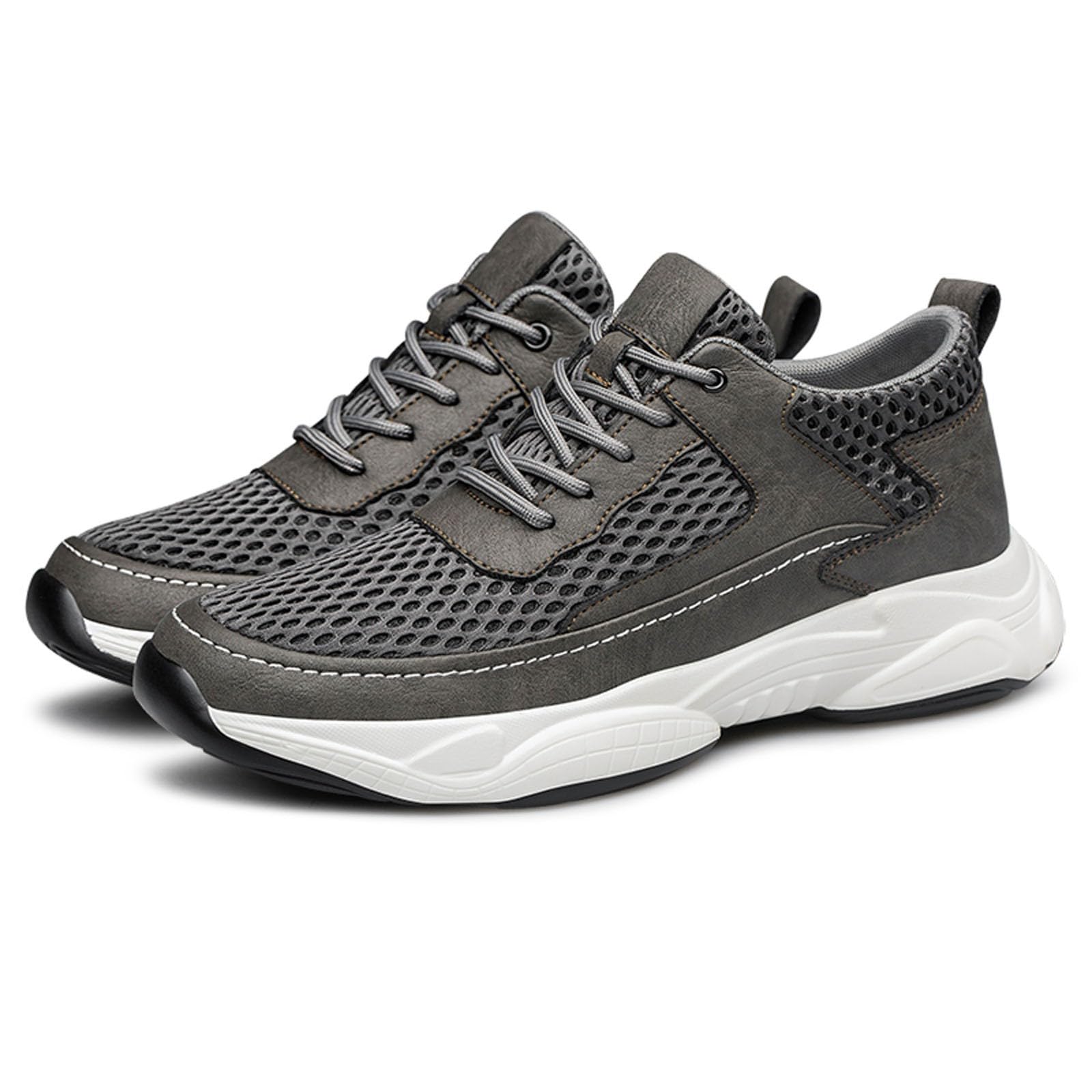 Zapatillas Hombre de malla ligera transpirable con tacón invisible 6/8/10cm Taller Zapatos de deporte casuales Zapatillas transpirables para ciudad, ocio y paseos