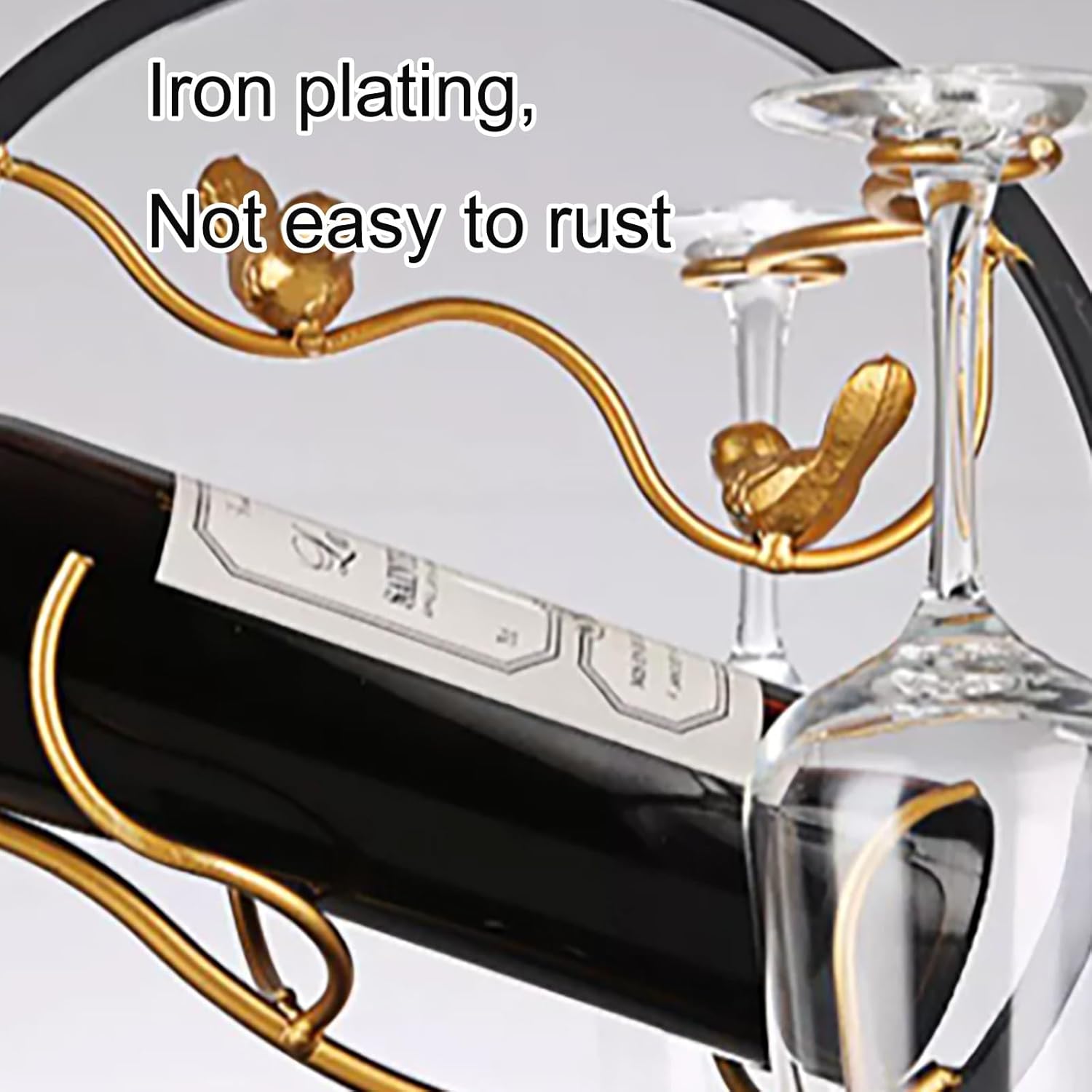 Free Standing Wine Storage 1 Bottle, With 2 Cup Holder，Wine Bottle Holder, Alloy Wine Rack, Wine Display Storage, Floor-standing Wine Rack, Wine Holder With Shelves, Art Wine Rack,Practical Wine Rack