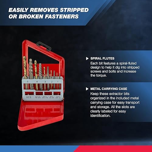 Miniatura 10 de NEIKO 04207A - Juego de extractores de pernos y tuercas de impacto, herramienta de extracción de tuercas de 14 piezas, accionamiento de 38, juego de