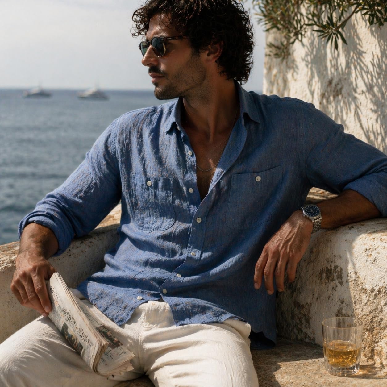 Camisa Guayabera de Lino para Hombre, Manga Larga con 4 Bolsillos y Alforzas, Estilo Cubano Casual para Playa, Verano y Bodas, Transpirable y Ligera