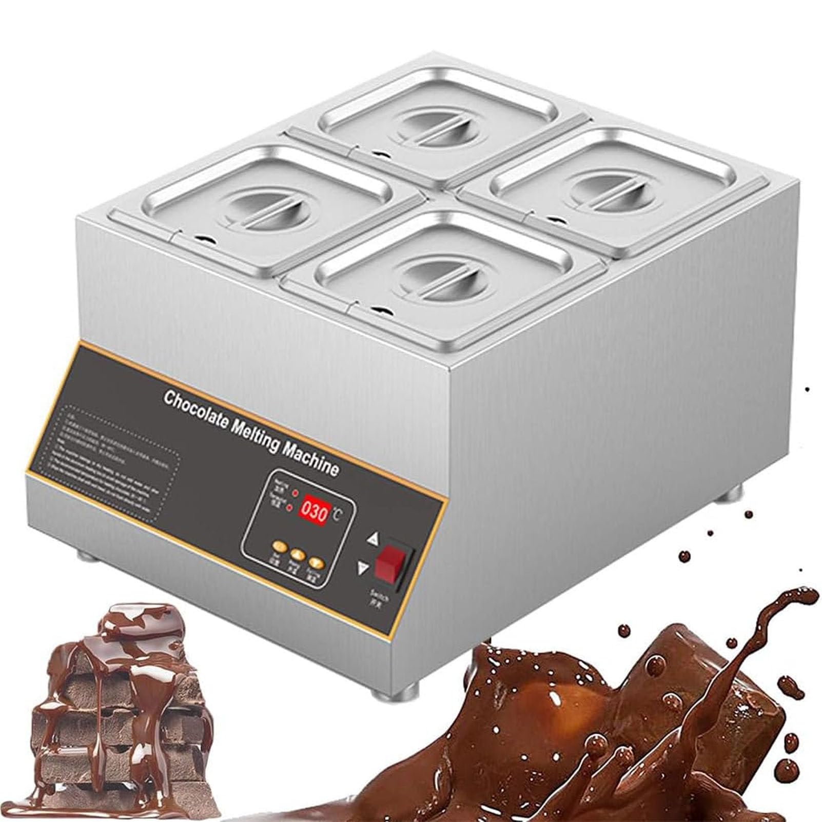 Tempéreuse à Chocolat numérique 500 W,Appareil à Fondre Le Chocolat Professionnel avec contrôle numérique de la température pour Faire Fondre Le Chocolat,Le Lait et la crème Four-Cylinder