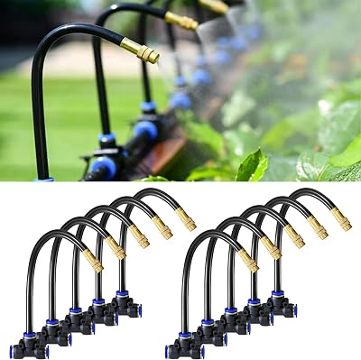 10 Pack 360° Copper Nozzles with Tee Connectors for 5/16" Irrigation Kit