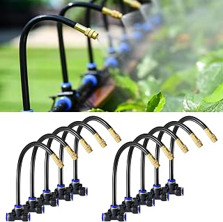 10 Pack 360° Copper Mister Nozzles with Tee for 5/16" Dirp Irrigation Kit