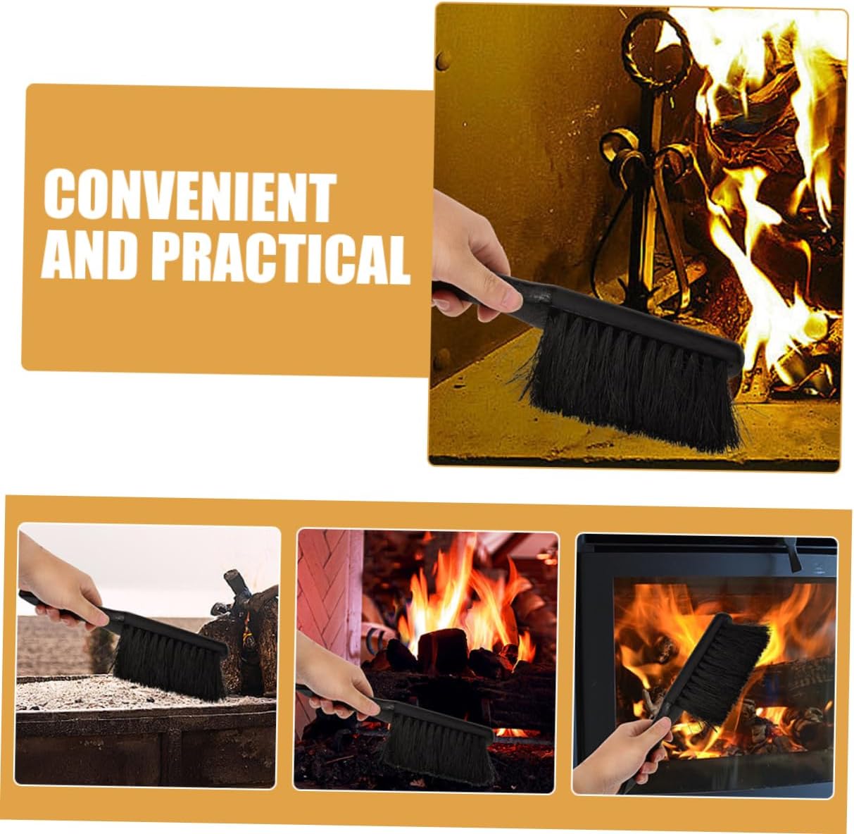 4pcs Fireplace Cleaning Brush with Soft Bristles for Use Durable Tools for Cleaning Fireplaces Stoves and More