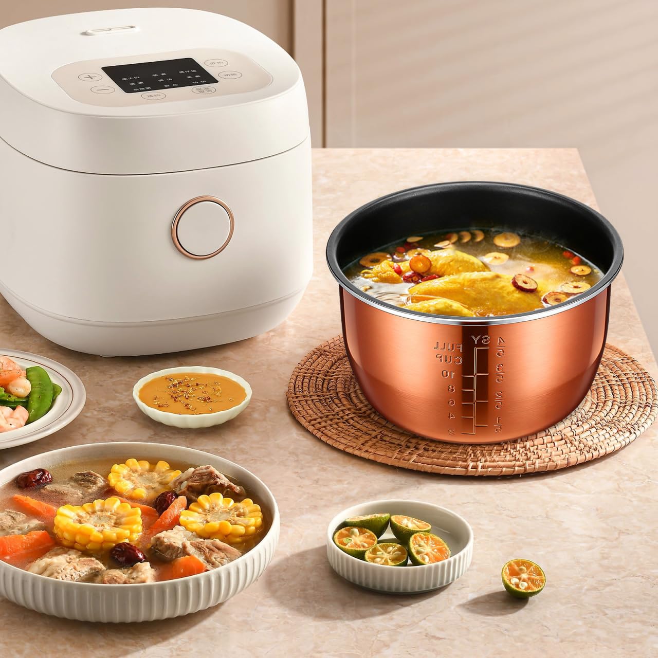 Sewroro Autocuiseur électrique de 5 L - Pot intérieur anti-adhésif en alliage d'aluminium - Bol de cuisson de rechange pour cuiseur à riz et préparation de repas polyvalente