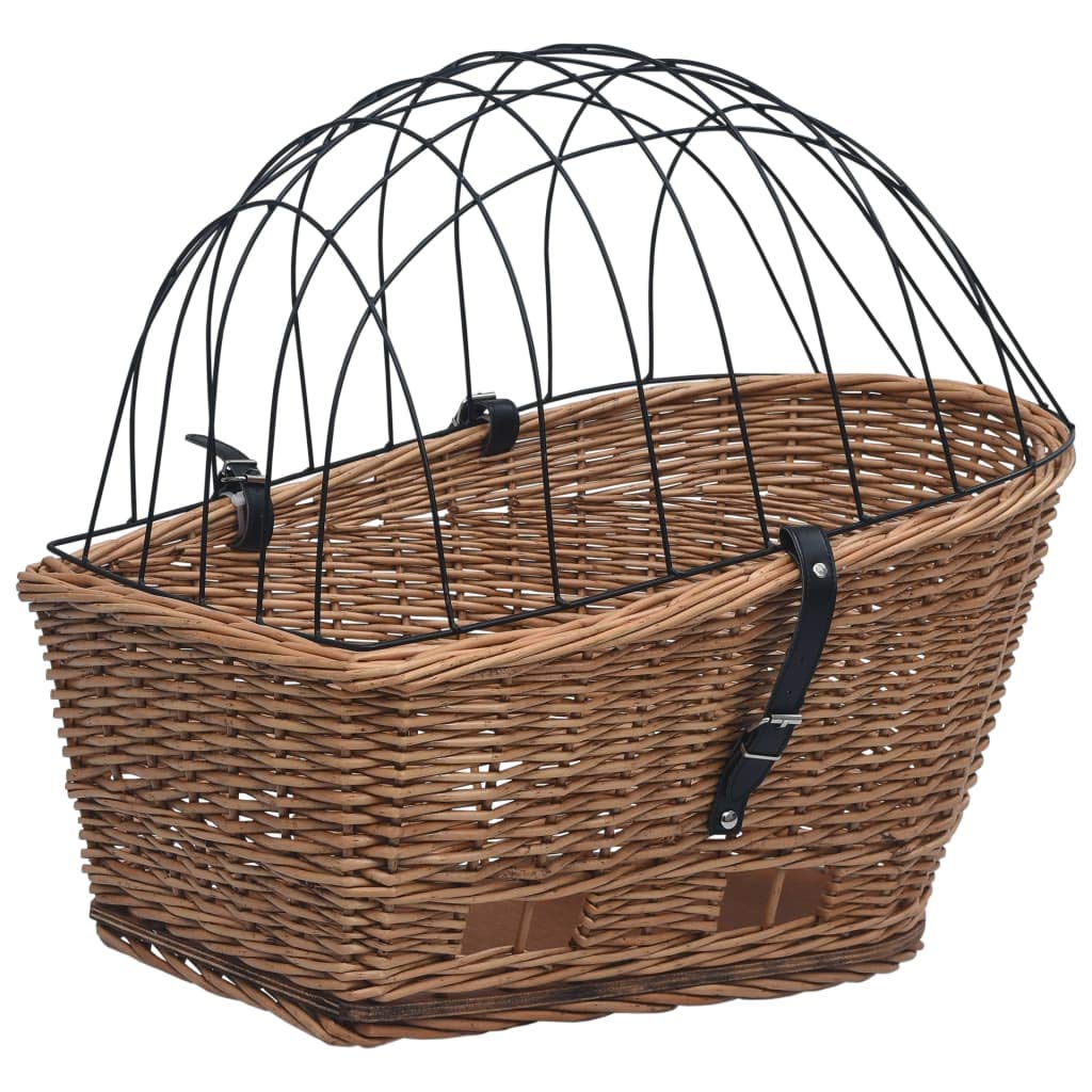 Mangloder - Cestino portapacchi per bicicletta con coperchio, 55 x 31 x 36 cm, in vimini naturale, robusto, rimovibile, per il trasporto di acquisti e animali domestici, adatto per city bike, trekking
