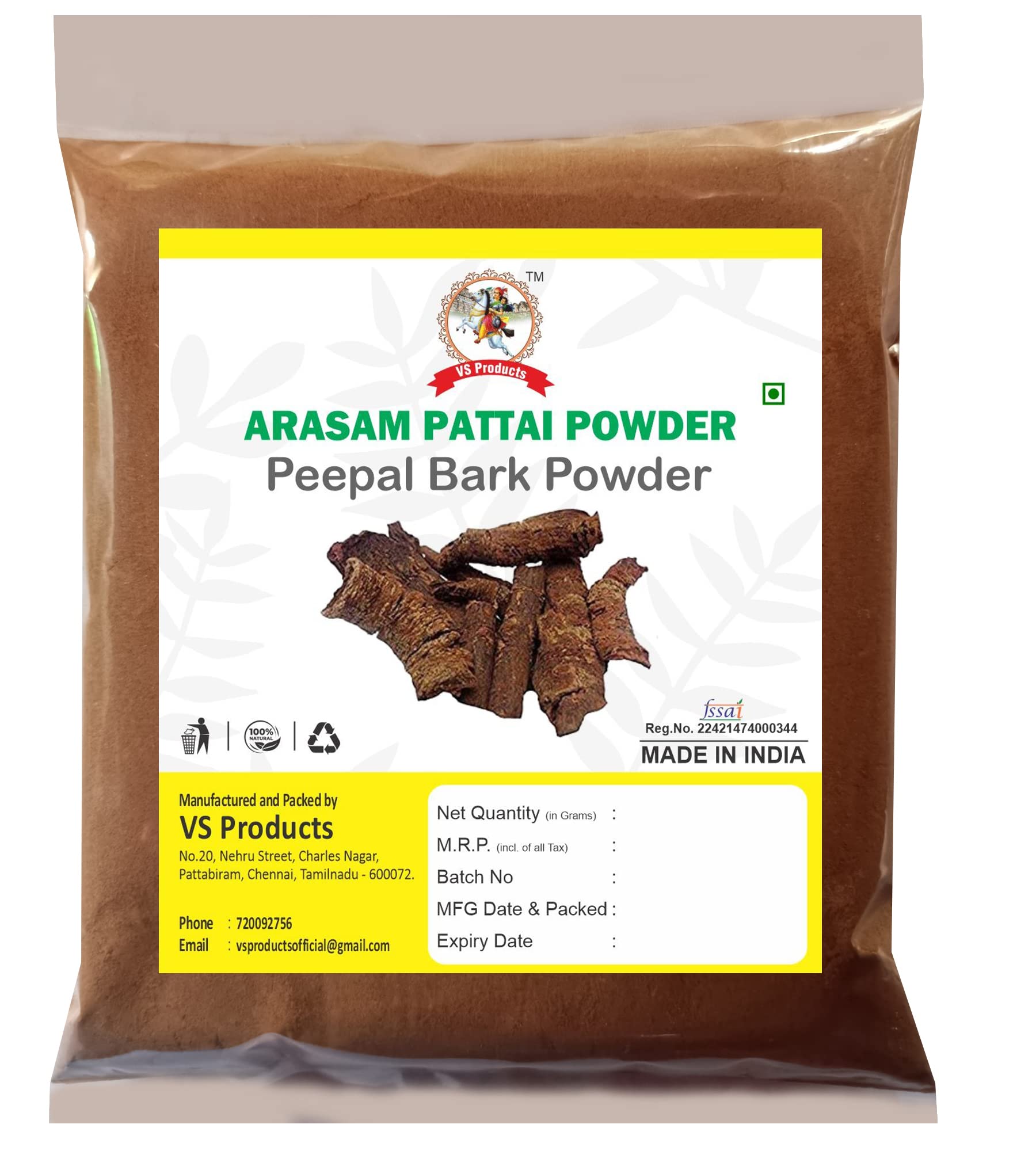 VS Products Arasam pattai, 50g, Sacred Fig powder, Peepal Tree Bark powder,Ficus Religiosa,Aswattha Chaal, 50g (pack of 1 x 50g) (B09BVPP39S) Amazon Price History, Amazon Price Tracker
