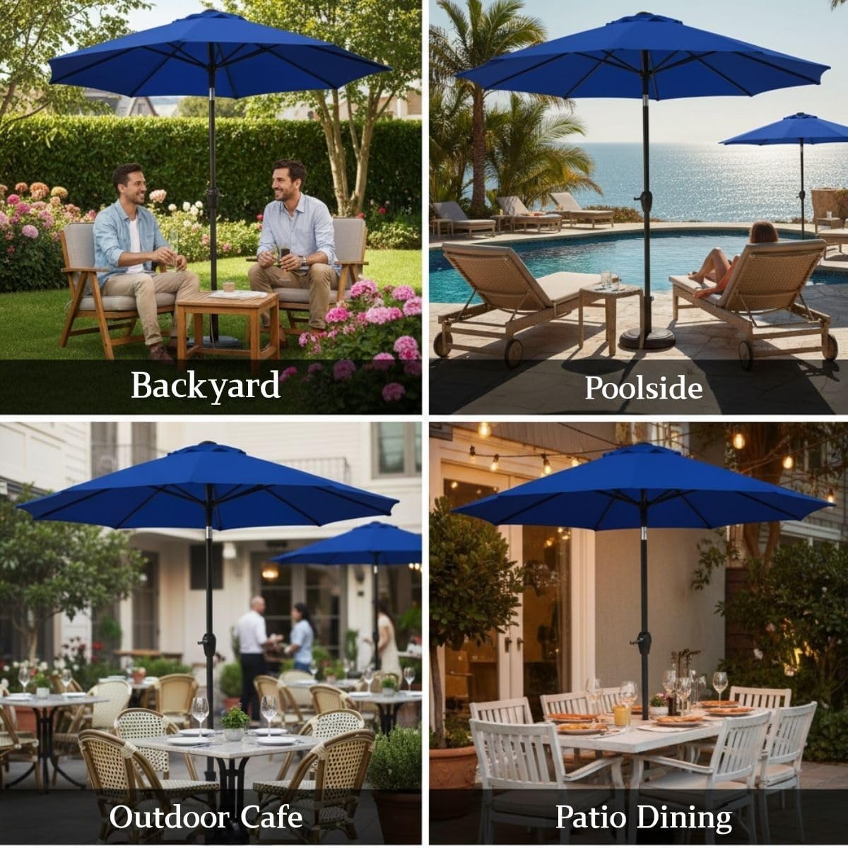 Patio Umbrella Replacement Canopy 7ft/8.2ft/10ft/11.5ft/13ft Outdoor Umbrella Replacement Top Cover for 8 Ribs UV Protective Parasol Fabric Cover for Market Table Backyard