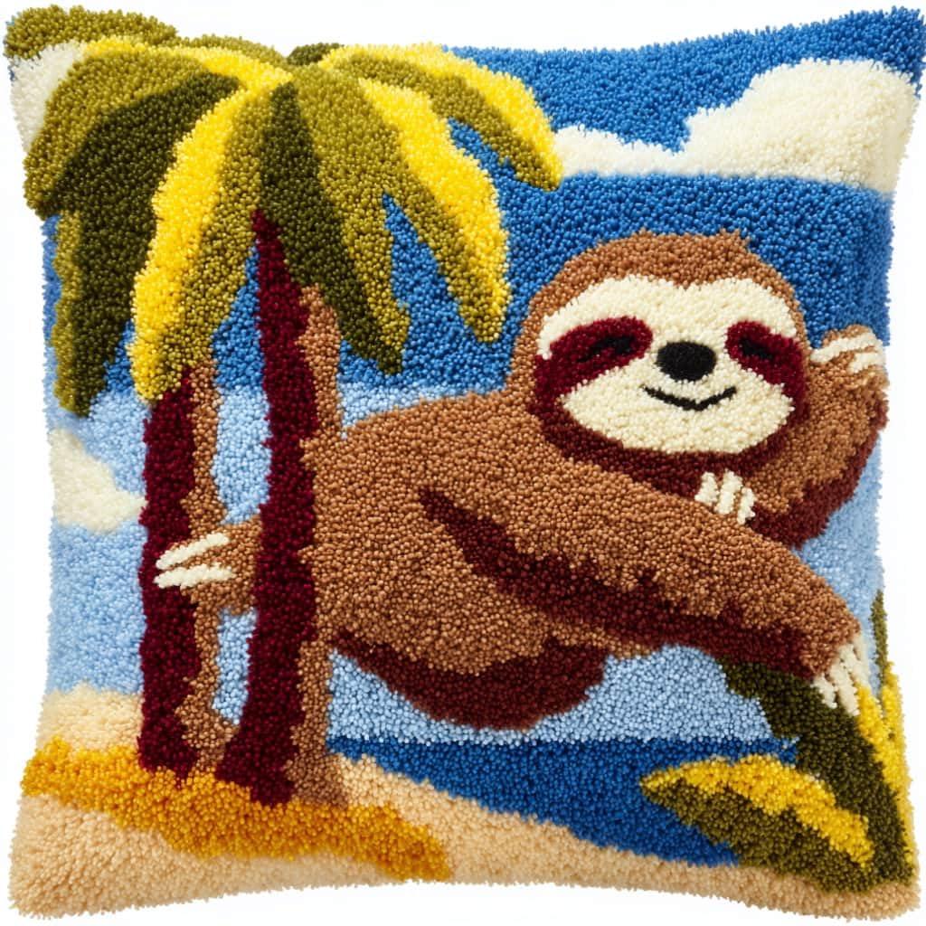 kitphoenix Latch Hook Kit Pillow Case Sloths 43Cmx43Cm