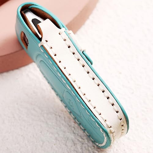 Miniatura 5 de ontto Funda para llavero Audi con control remoto inteligente con llavero de piel para Audi A8 A6 A7 Q8 Q7 C8 E-Tron 2020 (azul)