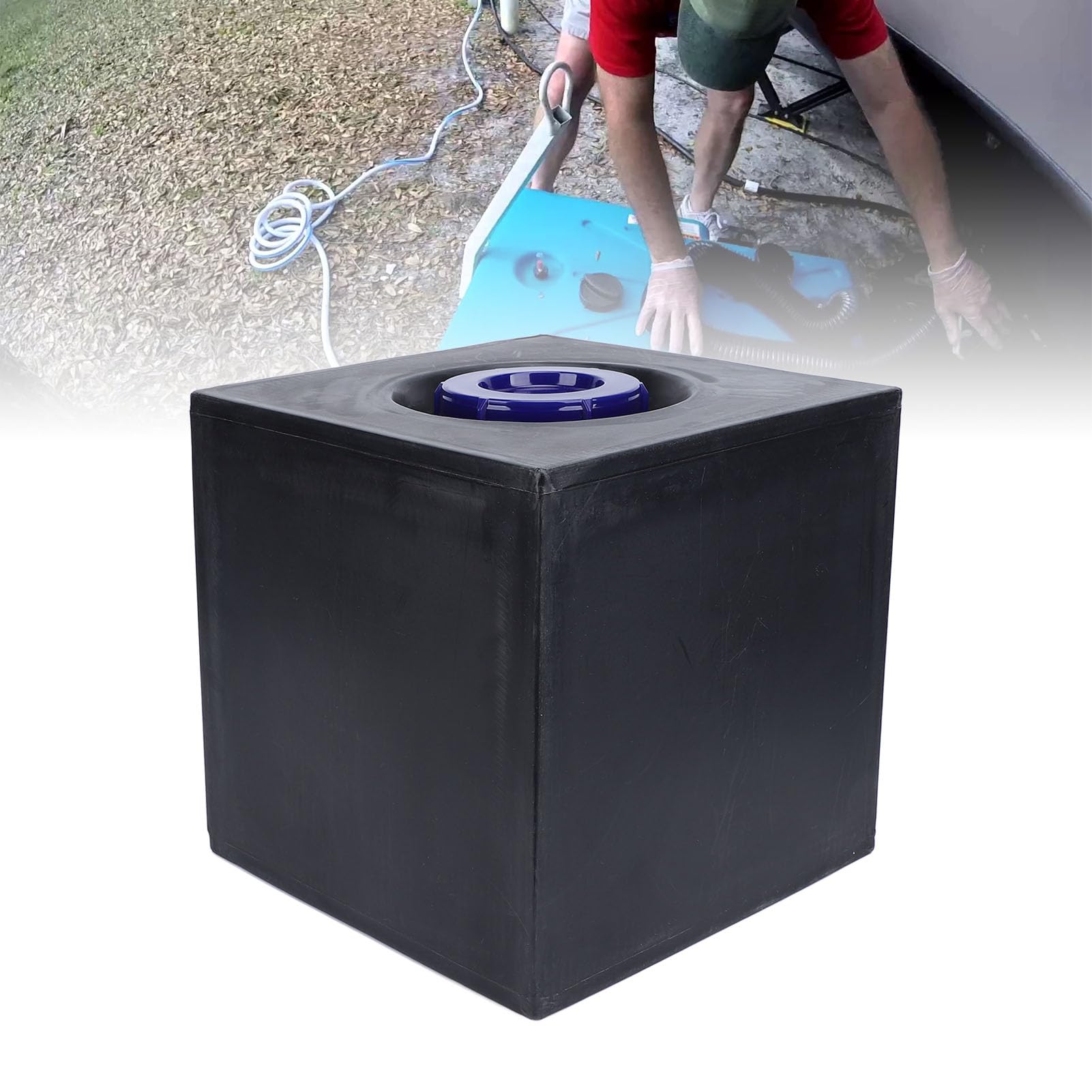 RV-Frischwasserbehälter, 8 Gallonen RV-Wassertank 12,8 X 12,4 X 12 Zoll und Kältebeständiger Quadratischer Wasserspeichertank für Anhänger, Boot, Yacht, Schwarz
